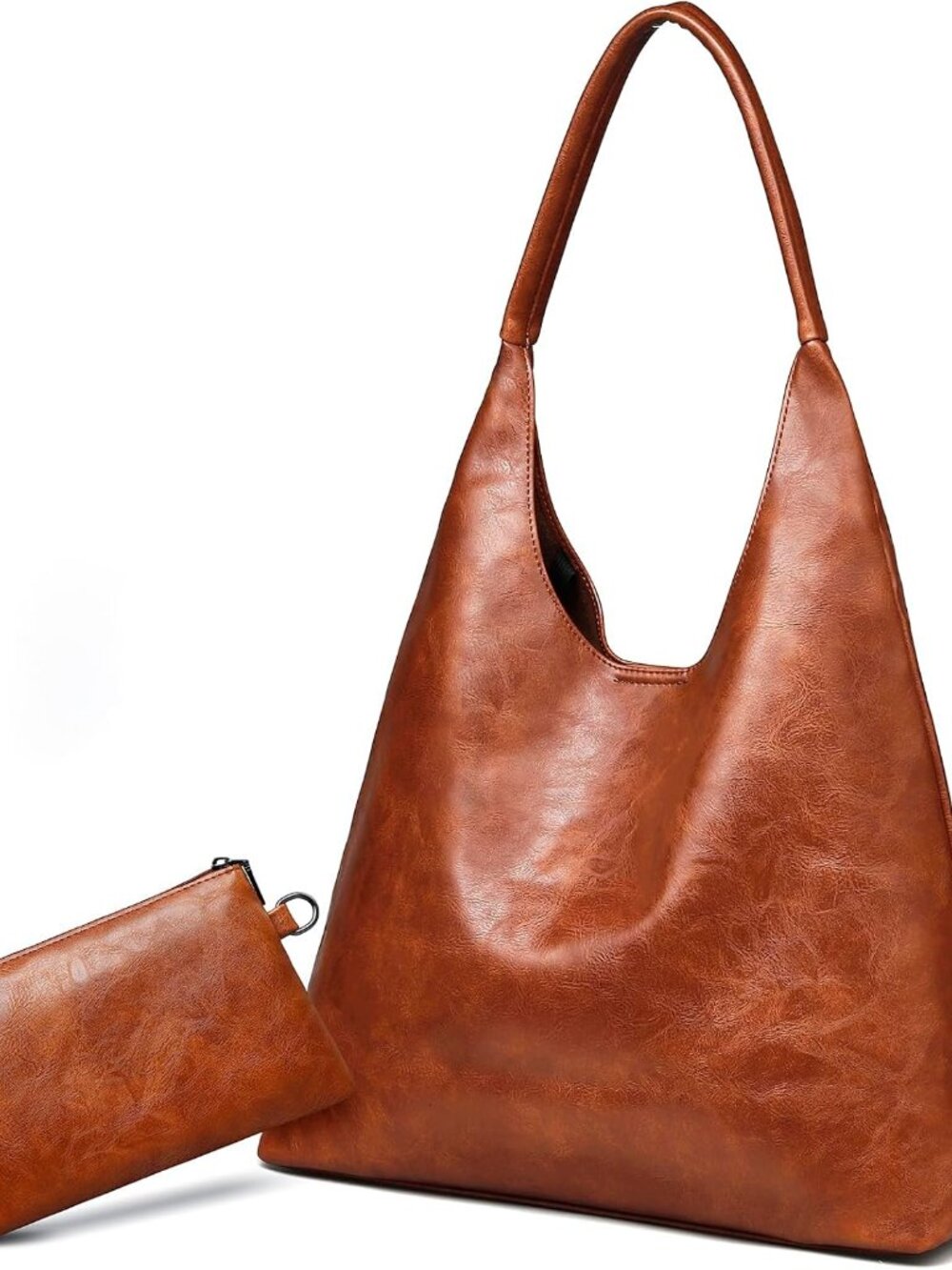 Hobo Bags for Women Retro Vegan Leather Slouchy Tote Shoulder Purses Handbag wit
